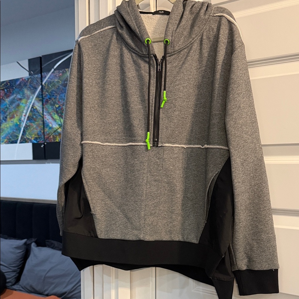 Stylish Gray and Black Women's Zip-Up Jacket